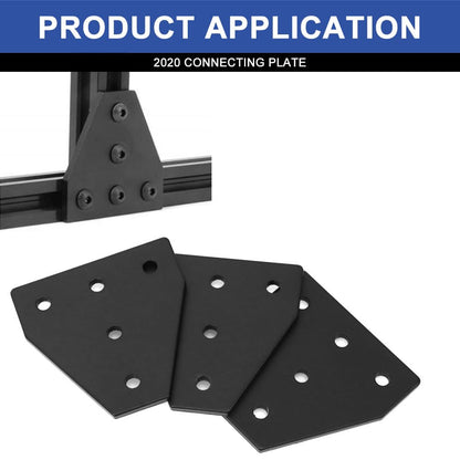 SeekLiny 2020 Aluminum Extrusion Connector Bracket Set Included 10PCS Joint Plates,50Pcs M5 T-Slot Nuts and 50Pcs M5x8mm Hex Socket Cap Screw for 2020 Series Aluminum Profile 3D Printer Frame