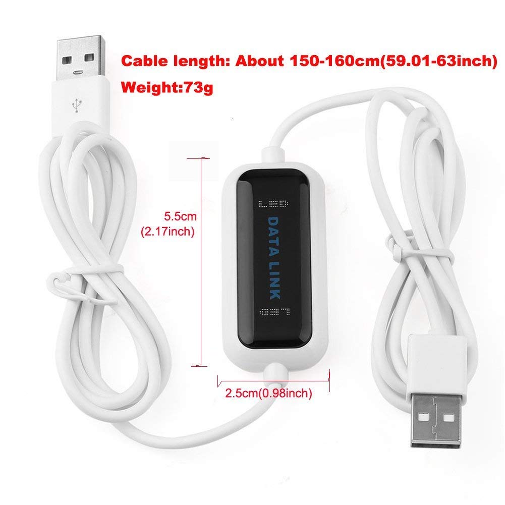 Unifire® High Speed USB Pc to Pc Online Share Sync Link Net Direct Data File Transfer Bridge LED Cable Easy Copy Between 2 Computer