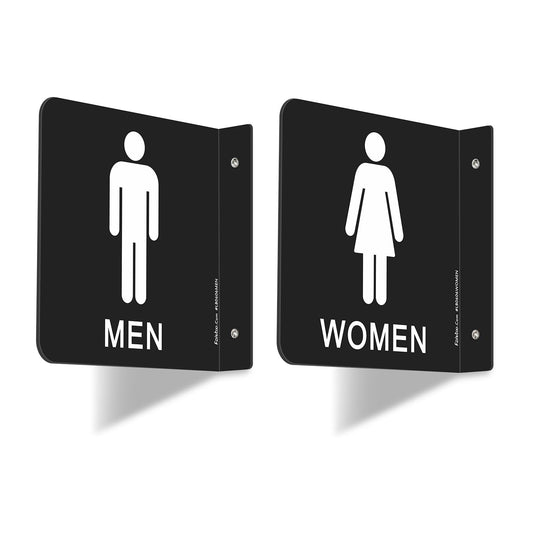 Faittoo Restroom Sign, Bathroom Signs, (2 Pack) 6 x 6 Inches Acrylic Sign, for Office or Business Bathroom and Toilet Door or Wall Decor, Indoor Outdoor Use (Men and women Set)