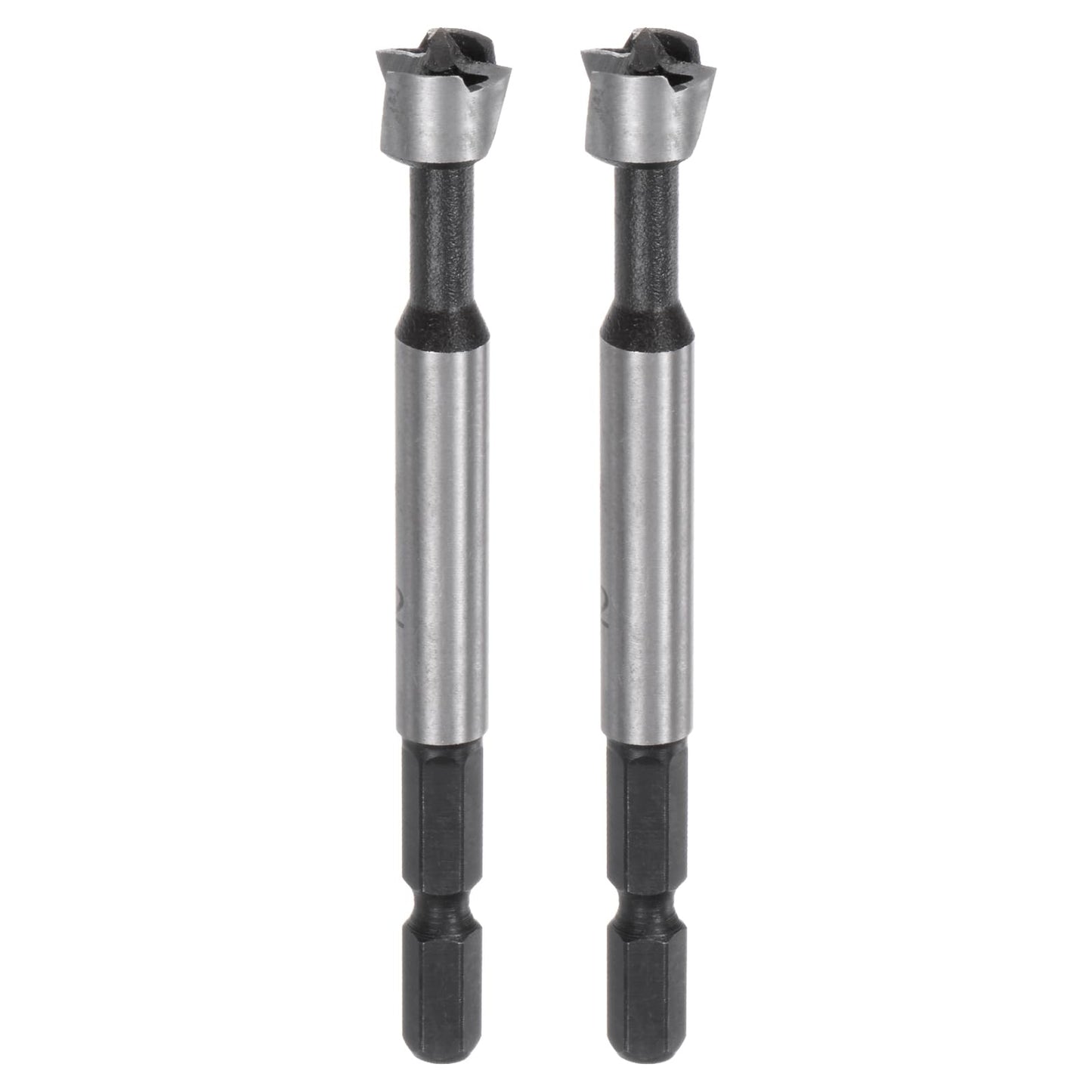 HARFINGTON 2pcs Forstner Drill Bits 12mm (15/32") Multi-Tooth Serrated Carbon Steel Wood Hinge Drill Bit with 1/4" Hex Shank for Hardwood Softwood Plywood Drilling Woodworking