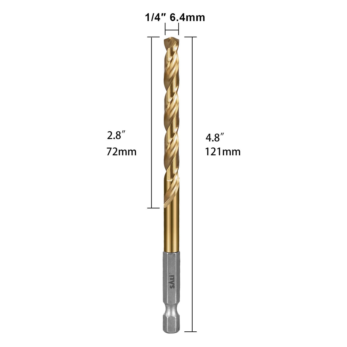 SALI Cobalt Drill Bit Set 10 Pack 1/4 Inch High Speed Steel Jobber Drill Bits with 1/4" Hex Shank for Quick Chucks Twist Drill Bits for Hardwood, Aluminum, Metal, Copper, Alloyed Steel