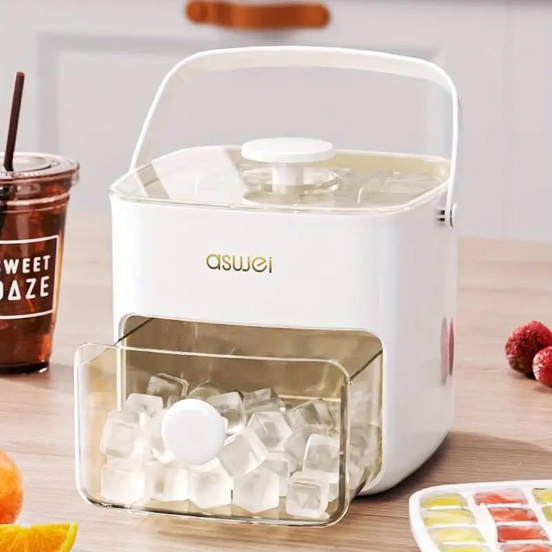 Ice Cube Tray with Lid and Bin, 48pcs Ice Cubes Molds, Ice Trays for Freezer, Ice Cube Tray Mold, with 2 Trays, Ice Freezer Containe
