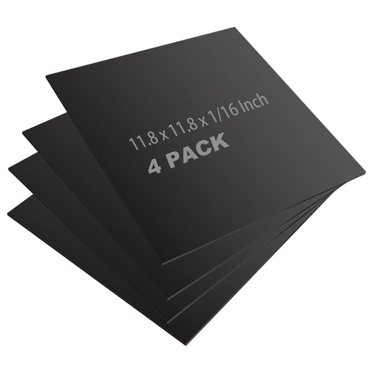 RHBLME 4 Pack Rubber Sheet, 11.8" x 11.8" x 1/16" Neoprene Rubber Sheet Adhesive Rubber Sheet, Rubber Gasket Material for Plumbing Flooring Gaskets DIY Material Leveling Sealing Bumpers