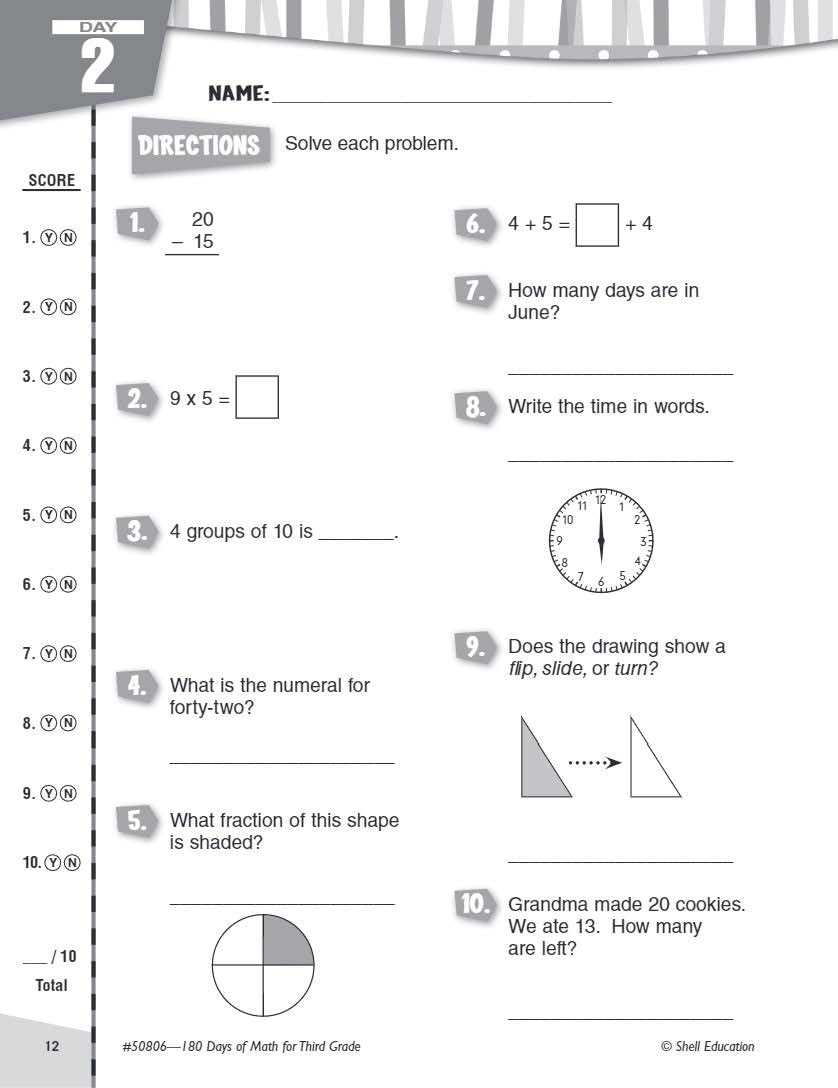 180 Days™: Math for Third Grade: Practice, Assess, Diagnose