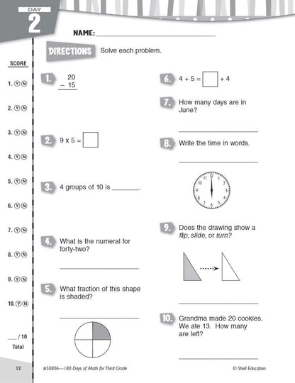 180 Days™: Math for Third Grade: Practice, Assess, Diagnose