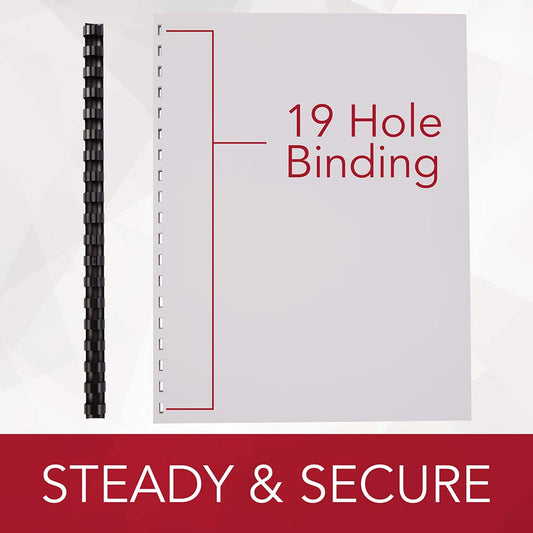 GBC GBC4000044 CombBind 19 Hole Binding Spines, 3/8 Inch Spine Diameter, 60 Sheet Capacity, Black, 100 Spines per Pack (3381600967)
