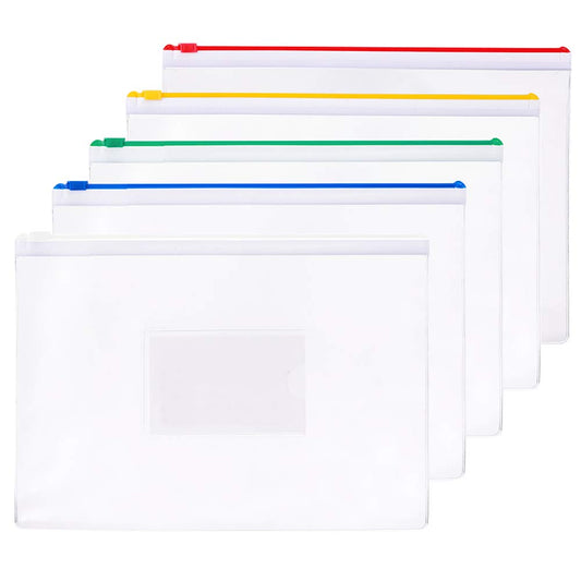 MyLifeUNIT Zipper File Bags, A4 Plastic Folders Waterproof Document Pouch, 20 Counts