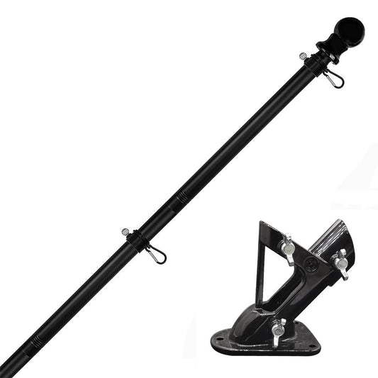 OYYQ 5FT Flag Pole Kit with 2 Pack 3x5FT Canada Flag, Professional Stainless Steel Pole for House Garden, Residential or Commercial Flag Pole with Two-Position Bracket (Black without Flag)