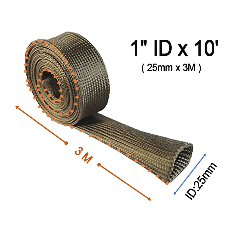 Spark Plug Wire Heat Shield Heat Hose 2500 Degree Basalt fiber Wrap Heat Sleeve Adjustable Fuel Line Heat Shield for Car&Auto Wire Loom Protection (1" IDX10' Titanium)