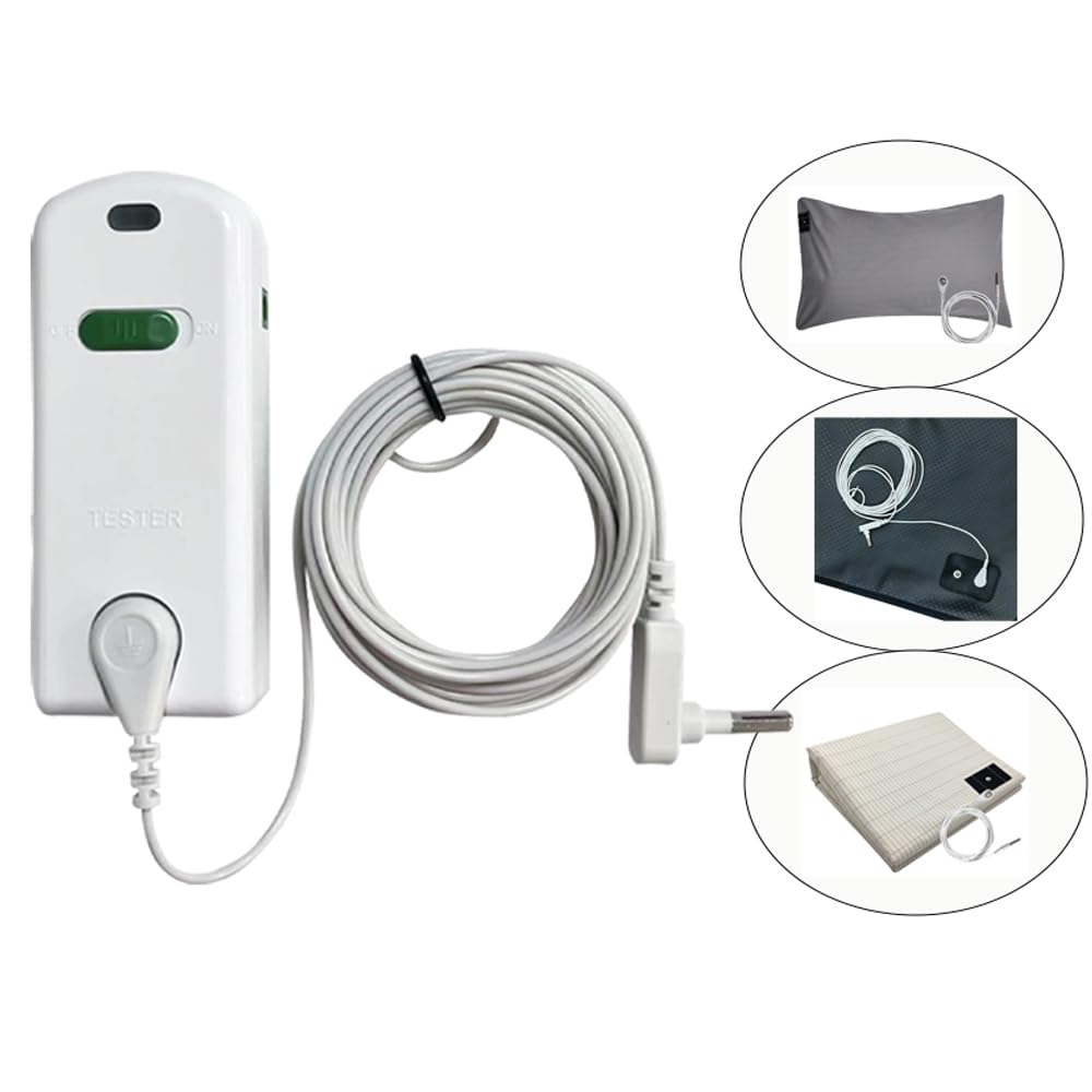 HUNAIGEE Grounding Continuity Tester with 2X 15ft Grounding Cords for Grounding Sheets Use to Test Effectiveness of Earth Connected Products Mats,Pads,Wrist Bands,Blankets,Pillow Case