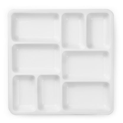 MEEDEN 8-Well Ceramic Artist Paint Palette, Square Porcelain Watercolor Palette, White Ceramic Mixing Tray for Gouache, Oil, Acrylic & Tempera Painting, 7''×7''× 0.8''