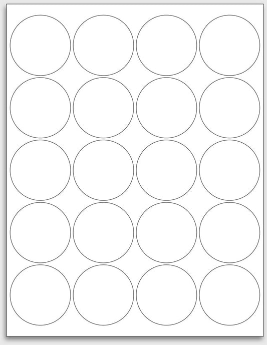NextDayLabels 2" Round Laser/Ink Jet White Sticker Labels - for Printing with NO Bleed - 20 Per Page | 500 Labels