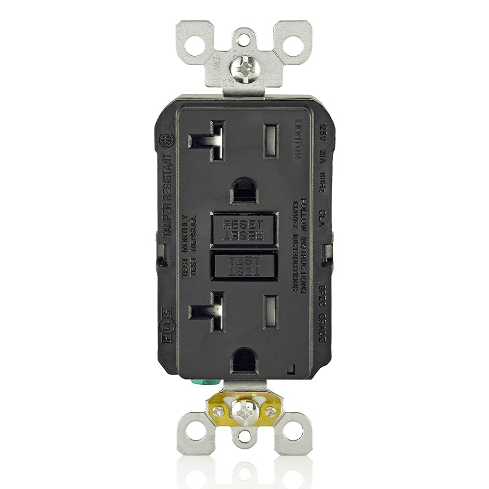 Leviton GFCI Receptacle, 20 Amp Tamper-Resistant, GFTR2-E, Black