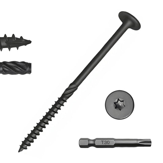 #14 x 4-1/2 Inch Heavy-Duty Outdoor Deck Screws, 50Pcs Star Drive Deck Screws,Features a Star Drive Design That, Rust Resistant Timber Screws for Timber/Log/Landscaping Wood-Black