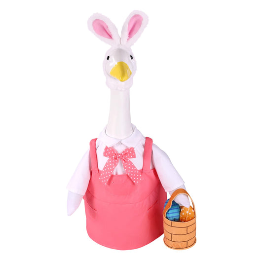 Easter Bunny Porch Goose Outfit Clothes Clothing with Hat Basket & Easter Eggs for 23in/58.42cm Gooses Statue Accessories