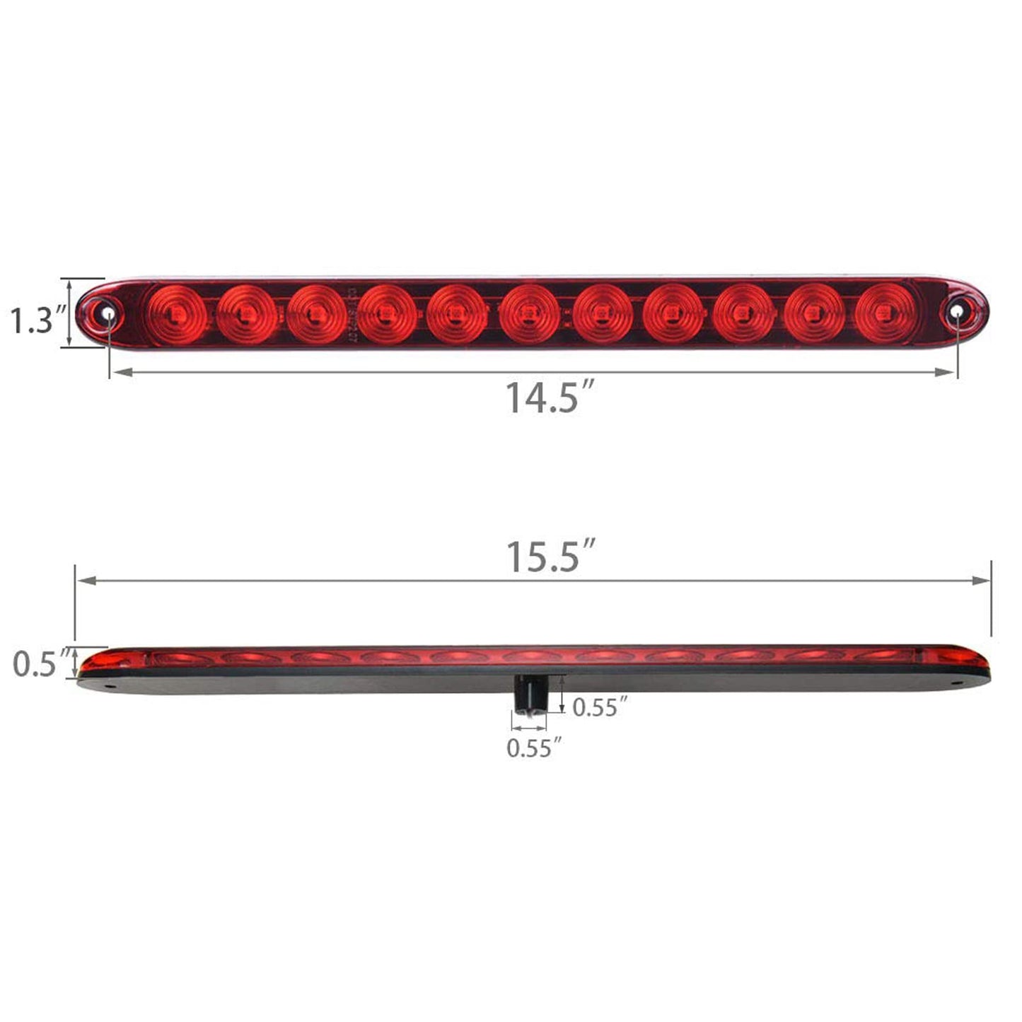 PerfecTech 11 LED Red Trailer Brake Tail Light, 2 Pack 16” LED Bar Stop Turn Signal Tail Lights Waterproof Brake Strip Red Light for Marine Boats Golf Cart Offroad Truck RV UTV ATV