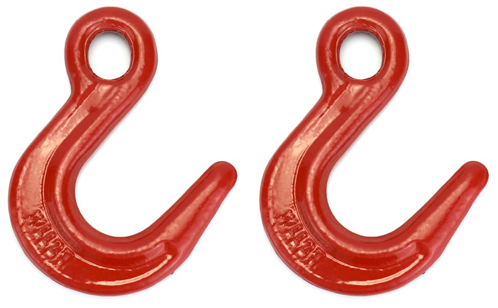 QWORK Alloy Steel Large Opening Lifting Hook, 2 Pack 4400 lbs Strong Load-Bearing Crane Hoist Hook Easy to Install The Sling for Construction Engineering, Factory Hoisting, Harbor Hoist, 2Ton