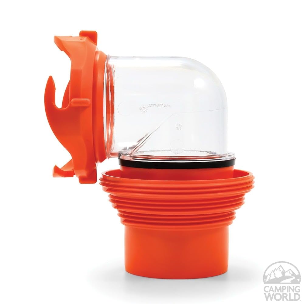 Camco 39736 RhinoFLEX Elbow and 4-in-1 Adapter with Swivel Bayonet Fitting, Orange/Clear