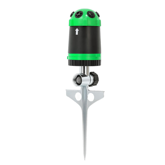 RESTMO Gear Drive Sprinkler with Metal Spike Base, 6-Pattern Multi-Adjustable Lawn Sprinklers for Yard, Heavy Duty Watering System for Garden Plant, Flower Bed and Large Area Watering