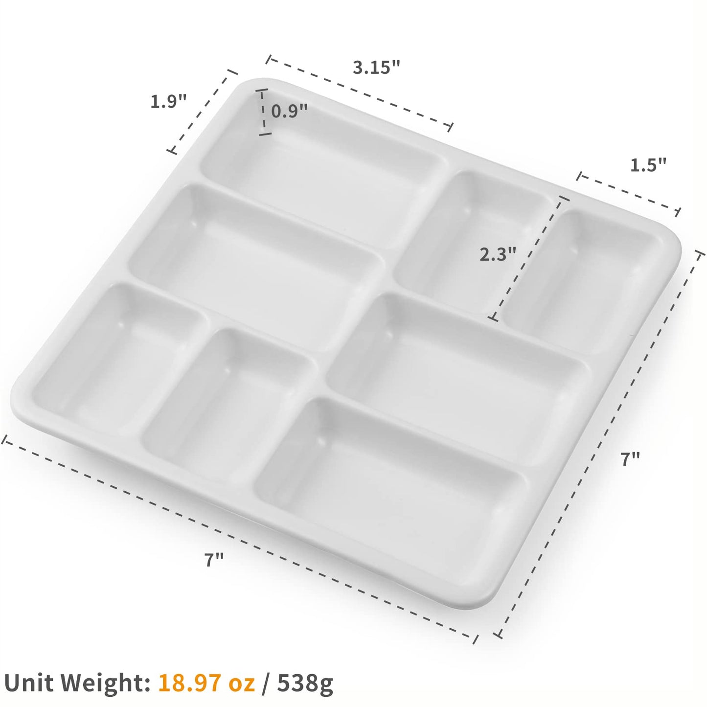 MEEDEN 8-Well Ceramic Artist Paint Palette, Square Porcelain Watercolor Palette, White Ceramic Mixing Tray for Gouache, Oil, Acrylic & Tempera Painting, 7''×7''× 0.8''
