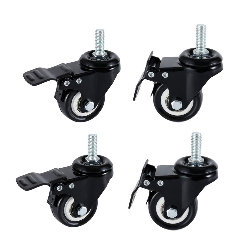 Onerbuy 4 Pack Caster Wheels Heavy Duty Swivel Casters with Brakes, Dual Locking Wheels Replacement for Industrial Trailer, Home Furniture, Office Table Cabinet(1.5 Inch M8 Stem)