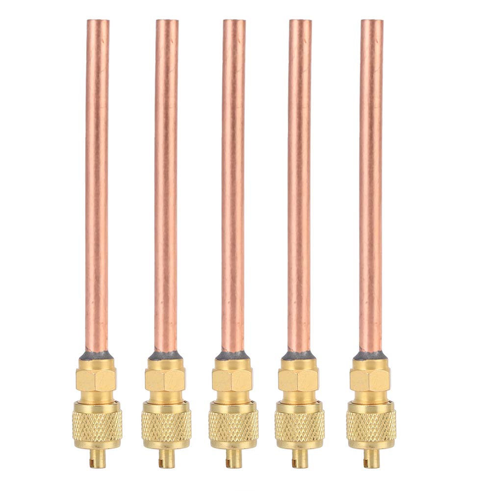 5Pcs Refrigerator Filing Access Valves, One Way 1/4" OD Air Conditioner Conditioning Filling Valves Kit 4.7in Total Length