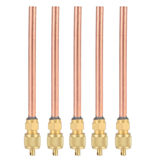 5Pcs Refrigerator Filing Access Valves, One Way 1/4" OD Air Conditioner Conditioning Filling Valves Kit 4.7in Total Length