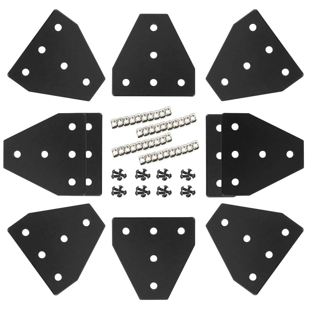 SeekLiny 2020 Aluminum Extrusion Connector Bracket Set Included 10PCS Joint Plates,50Pcs M5 T-Slot Nuts and 50Pcs M5x8mm Hex Socket Cap Screw for 2020 Series Aluminum Profile 3D Printer Frame