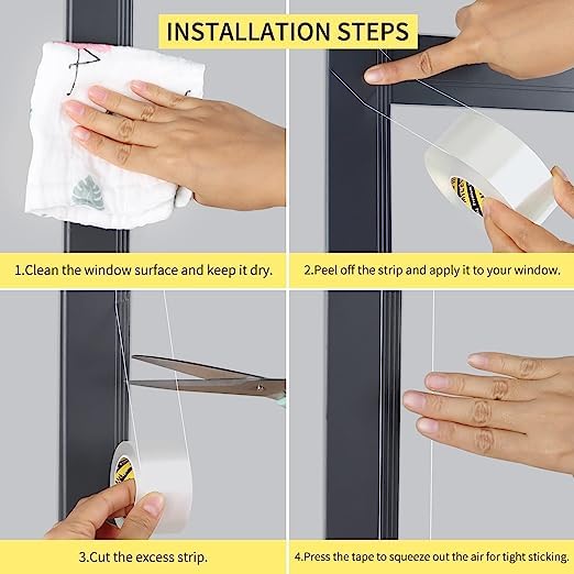 MILEQEE Weather Stripping Clear, 2in x 32.8FT, Window Seal Weather Strips for Winter, Garage/Screen/Storm/Commercial Window Frame Door Seals, Block Air Strong Adhesive Insulation, 0.5mm Thick