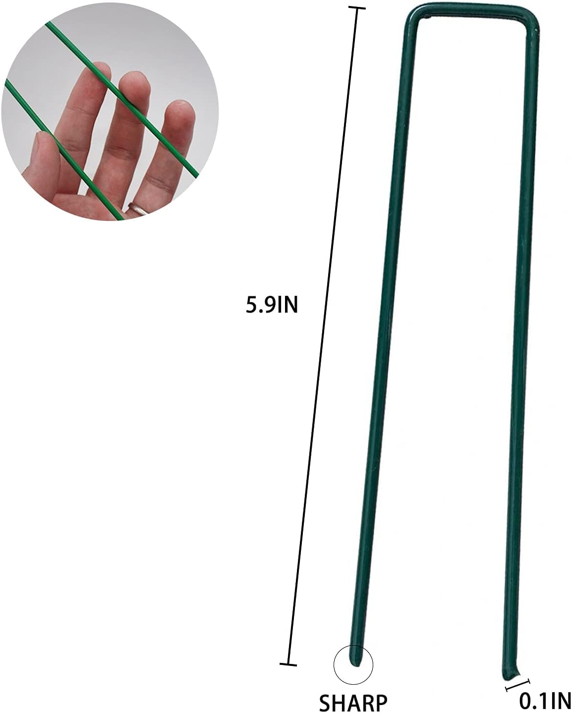 Garden Stakes, 50 Pack Heavy Duty Garden Pegs Pins Ground Stakes Staples Spikes U Shaped Securing Nail Pin for Weed Control Membrane, Lawn Farm Sod, Fabric Netting, Artificial Landscape Grass