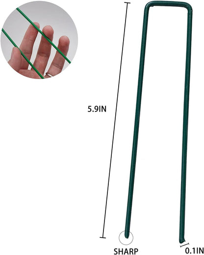Garden Stakes, 50 Pack Heavy Duty Garden Pegs Pins Ground Stakes Staples Spikes U Shaped Securing Nail Pin for Weed Control Membrane, Lawn Farm Sod, Fabric Netting, Artificial Landscape Grass