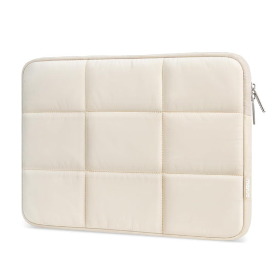 MOSISO Laptop Case 13.3 inch, 13-13.3 inch Puffy Laptop Sleeve Compatible with MacBook Air 13 13.6/Pro 13/Pro 14, HP Dell ASUS Lenovo, Rectangle Quilted Puffer Computer Bag for Women, Sand