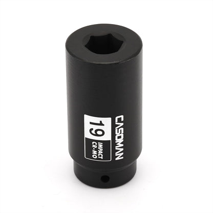 CASOMAN 1/2" Drive 19mm Crank Bolt Socket for Honda, Harmonic Balancer Socket, 3 Times Momentum Power of Standard Impact Sockets, CR-MO