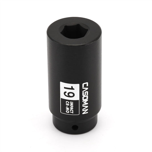 CASOMAN 1/2" Drive 19mm Crank Bolt Socket for Honda, Harmonic Balancer Socket, 3 Times Momentum Power of Standard Impact Sockets, CR-MO