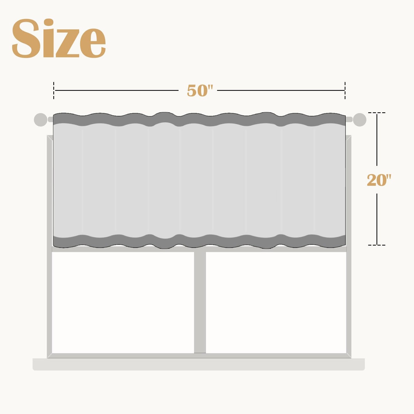 Lazzzy Kitchen Valance Curtain Linen Floral Farmhouse Tie Up Valance for Cafe Bathroom Bedroom Small Window Treatments Curtain 20 Inch Long Rod Pocket 1 Panel Blue on Beige