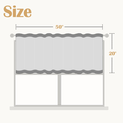 Lazzzy Kitchen Valance Curtain Linen Floral Farmhouse Tie Up Valance for Cafe Bathroom Bedroom Small Window Treatments Curtain 20 Inch Long Rod Pocket 1 Panel Blue on Beige