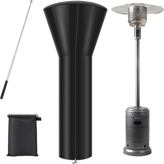 Patio Heater Cover Waterproof with Zipper, Telescopic Strut and Storage Bag, Stand-up Outdoor Round Heater Cover Tear-Proof, Anti-Snow, Anti-Hail Dust-Proof Cover for Patio Heater