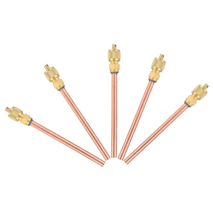 5Pcs Refrigerator Filing Access Valves, One Way 1/4" OD Air Conditioner Conditioning Filling Valves Kit 4.7in Total Length
