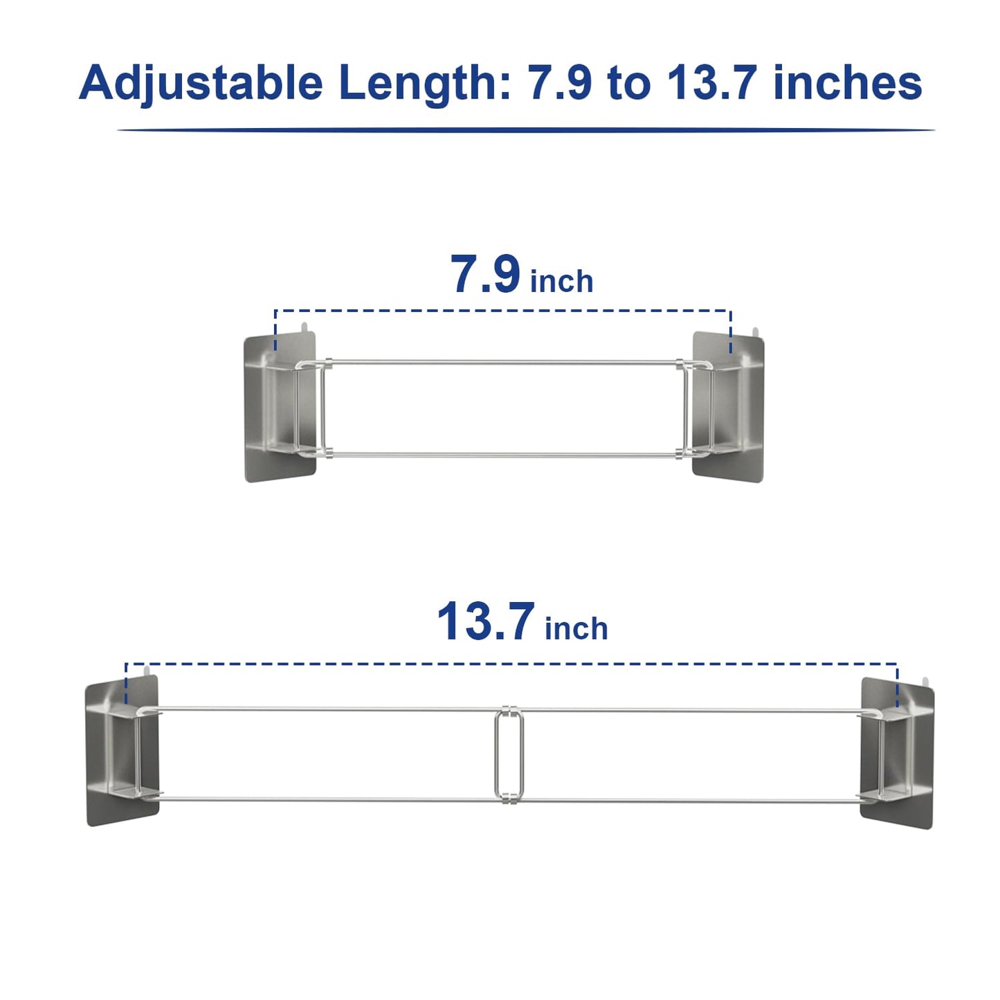 RV Shower Corner Storage Bar- Adjustable Stainless Steel Rod for Corner Shelves in Camper, Length 7.9-13.7 inches- RV Bathroom Organization Must Have Accessories (2 Pack)