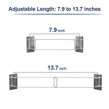 RV Shower Corner Storage Bar- Adjustable Stainless Steel Rod for Corner Shelves in Camper, Length 7.9-13.7 inches- RV Bathroom Organization Must Have Accessories (2 Pack)