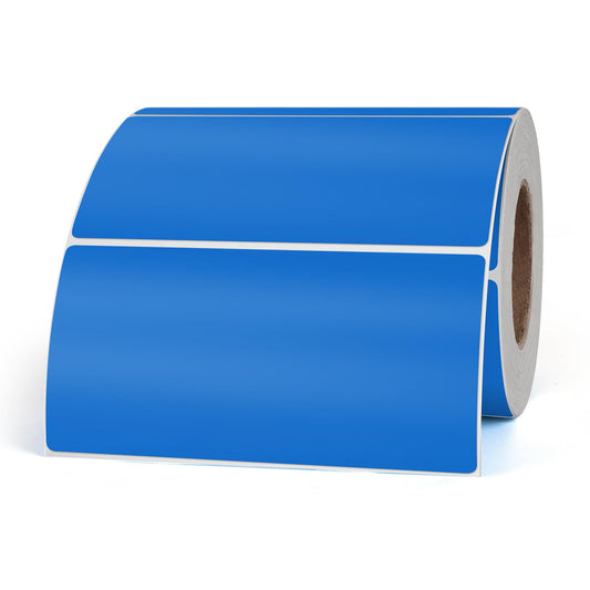 YIKIADA Rectangular Blue Color Coding Label 2 X 4 Inch Self Adhesive Vinyl Waterproof Writable Removable Sticker Roll for DIY Office School Supplies Inventory Name Price Tag File Paper 500 PCS