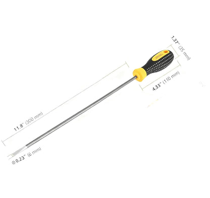 SEUNMUK 6 PCS 12 Inch Long Magnetic Precision Screw Driver Tool Set, 3 Flat Head and 3 Cross Head Screwdriver Set, Magnetic Long Screwdriver Set with Rubber Handle
