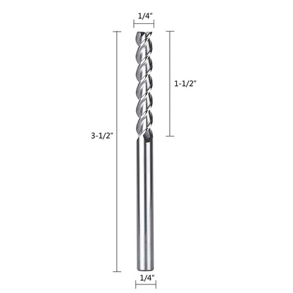 SpeTool 1/4 Shank Carbide End Mill for Aluminum Cut (3 Flutes, 3.5 inch Long) Non-Ferrous Metal Upcut CNC Spiral Router Bit