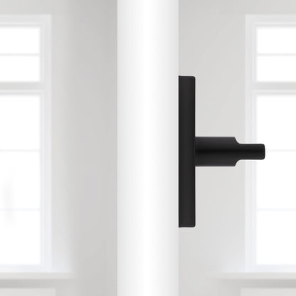 Kwikset Halifax Dummy Door Handle, Single Sided Lever for Closets, French Double Doors, and Pantry, Matte Black Non-Turning Reversible Interior Push/Pull Lever, with Microban Protection