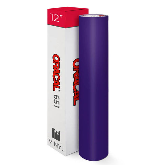 Oracal 651 Gloss Permanent Adhesive Craft Vinyl (12Inch x 10ft Wrapped Around a 1.5" Core) -Bonus MapleLeaf Decal (Gloss, Purple)