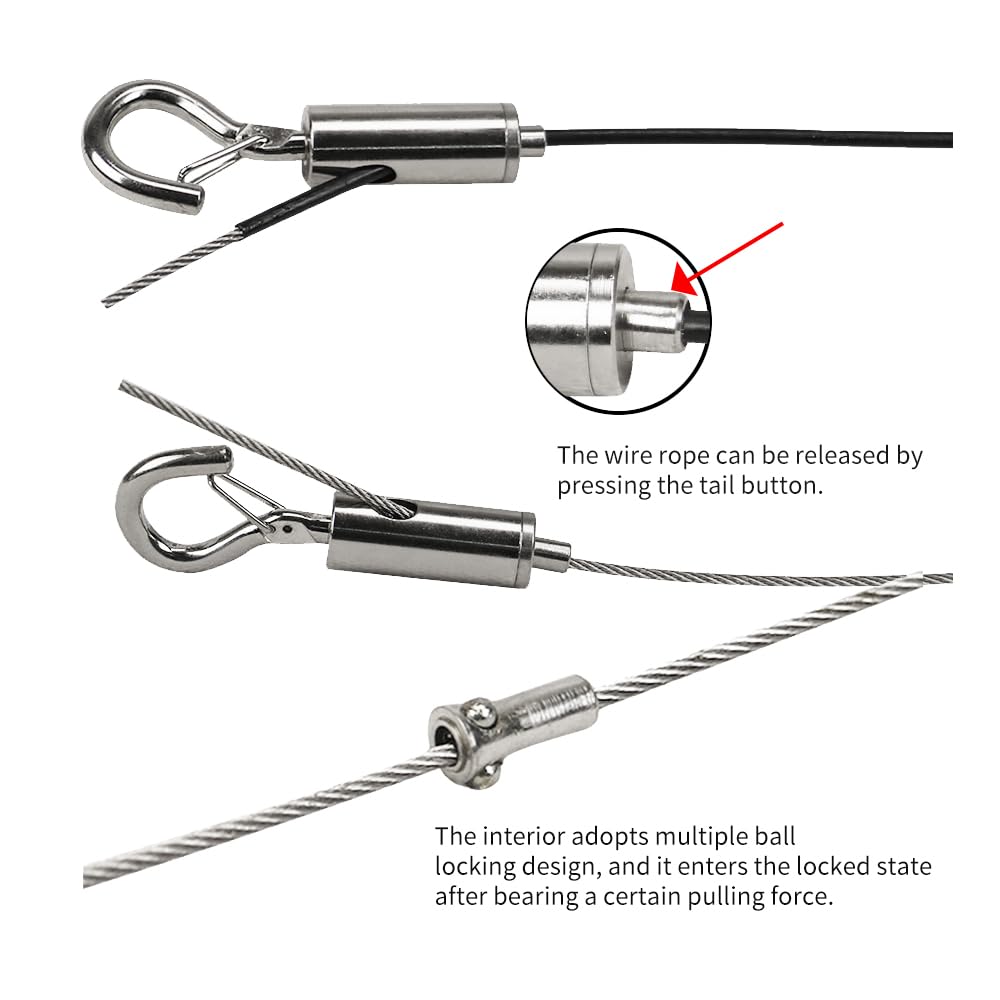 YQL Portable Hook & Eye Turnbuckle Tension for 1/16-3/32 Galvanized /304/316 Stainless Steel Cable Guide Wire Rope Light Hanging Suspension Accessories Pack-15