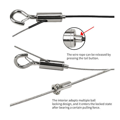 YQL Portable Hook & Eye Turnbuckle Tension for 1/16-3/32 Galvanized /304/316 Stainless Steel Cable Guide Wire Rope Light Hanging Suspension Accessories Pack-15