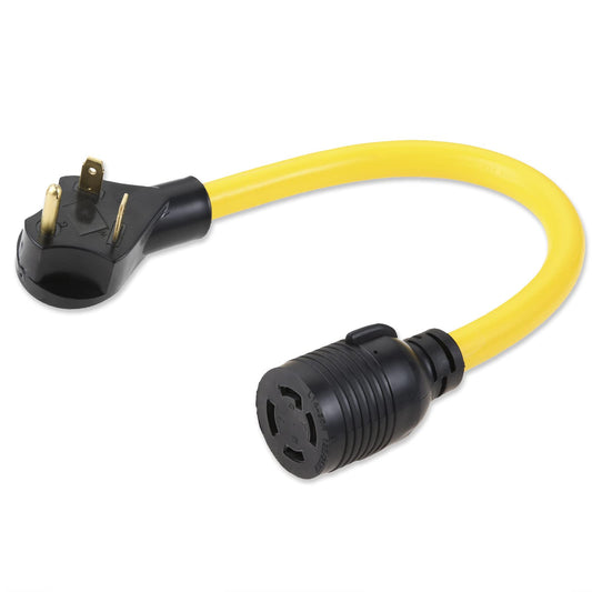 NEMA TT-30P to L14-30R Generator Adapter Cord, 30 Amp 3 Prong to 4 Prong Generator Plug Adapter, RV to Inlet Box, STW 10 AWG, 1.5FT