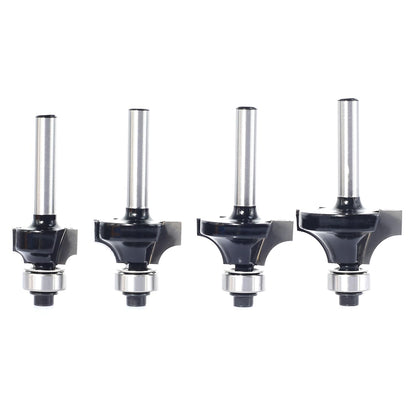 SICWOOD 4pc Roundover Router Bit Set, 1/4 Shank, Carbide, 2 Flute, 1/8", 1/4", 3/8", 5/16" Round-Over Cut, Router Bit Set, Woodworking, CNC Router