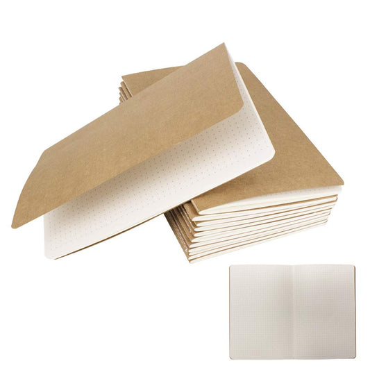 zmybcpack 12 Pack A5 Dot Grid Paper Notebook, Kraft Cover Dotted Subject Notebook, Dot Grid Bullet Journal -30 Sheets/60 Dot Pages，8.25"x5.5"